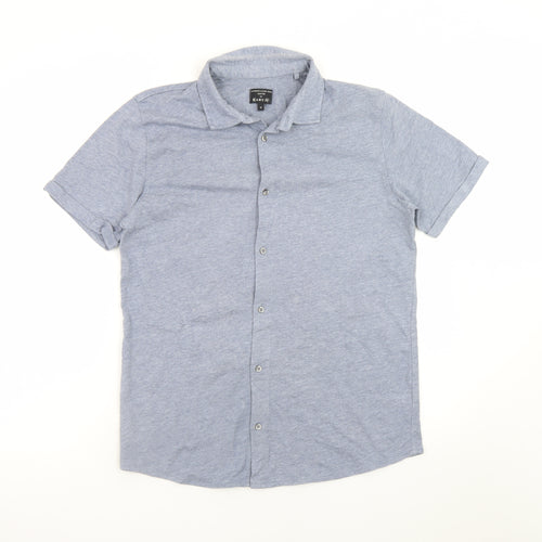 Easy Men's Blue Short Sleeve Button-Up Casual Shirt M