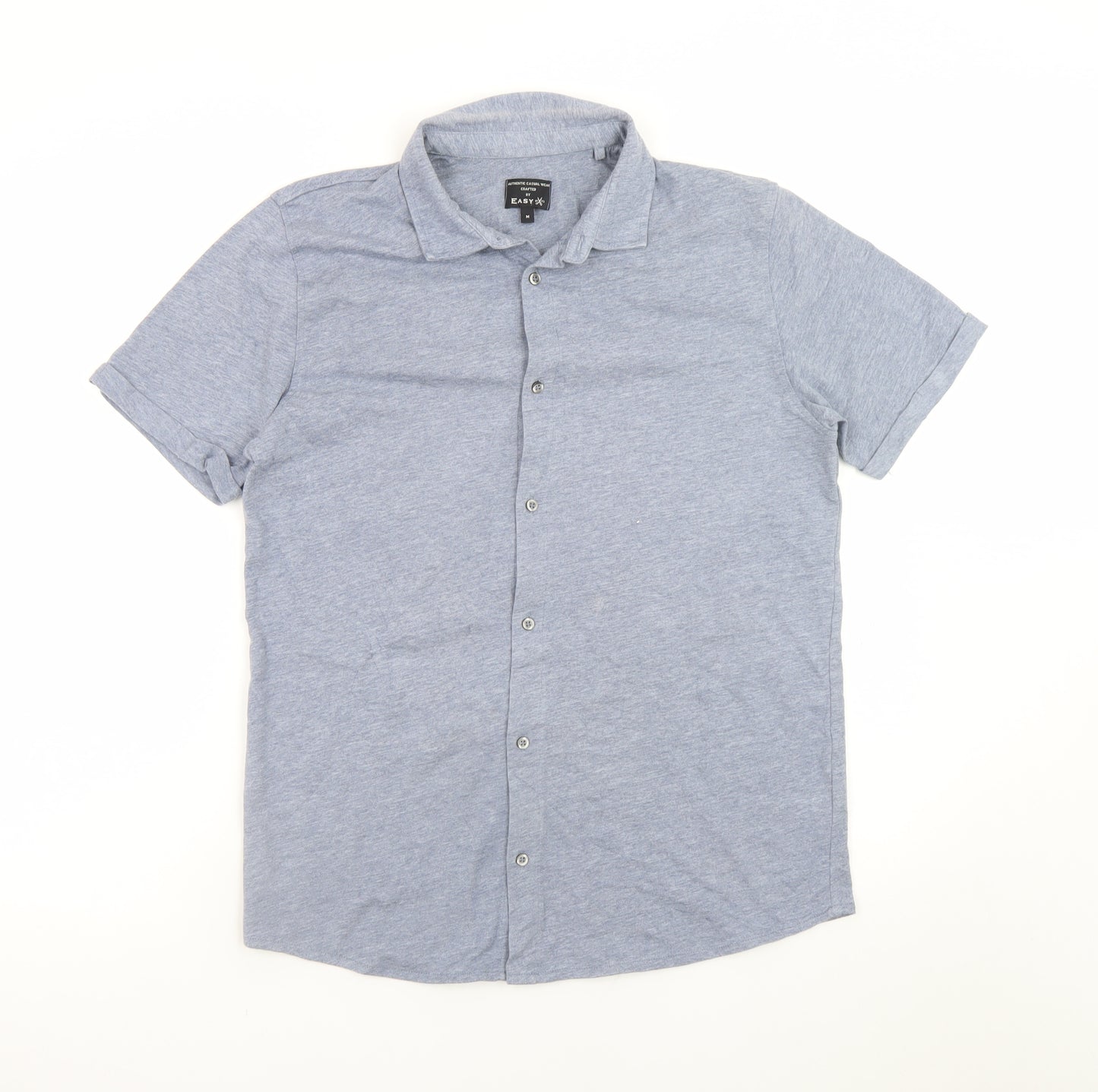 Easy Men's Blue Short Sleeve Button-Up Casual Shirt M