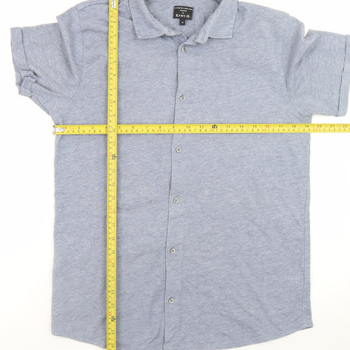 Easy Men's Blue Short Sleeve Button-Up Casual Shirt M