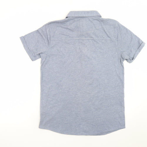 Easy Men's Blue Short Sleeve Button-Up Casual Shirt M