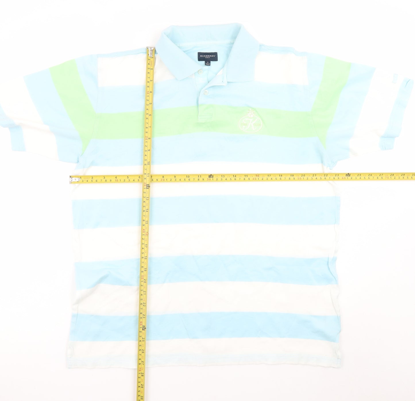 Burberry Golf Men's Multicoloured Striped Polo Shirt Size L