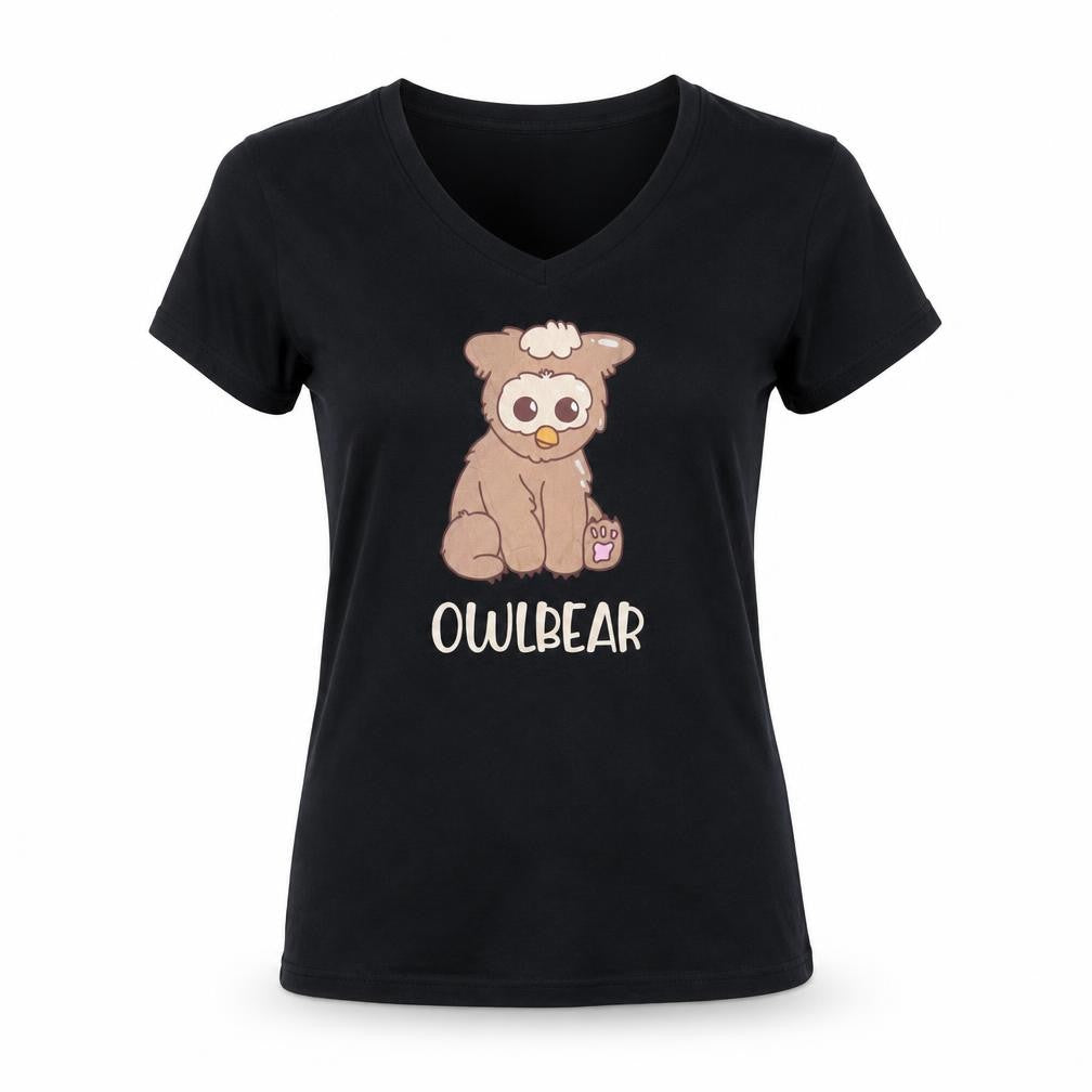 Port & Company Womens Black Owlbear V-Neck Cotton T-Shirt S