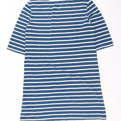 Seasalt Women Blue Striped Shift Dress Size 12 Cotton 3/4 Sleeve