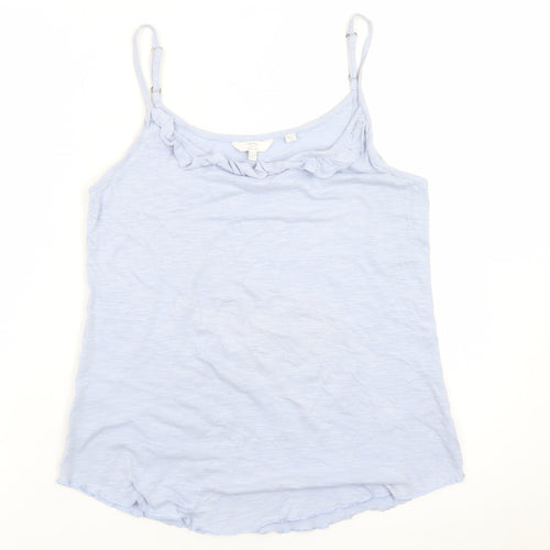 Fatface Women's Blue Cotton Ruffle Camisole Tank Top Size 10