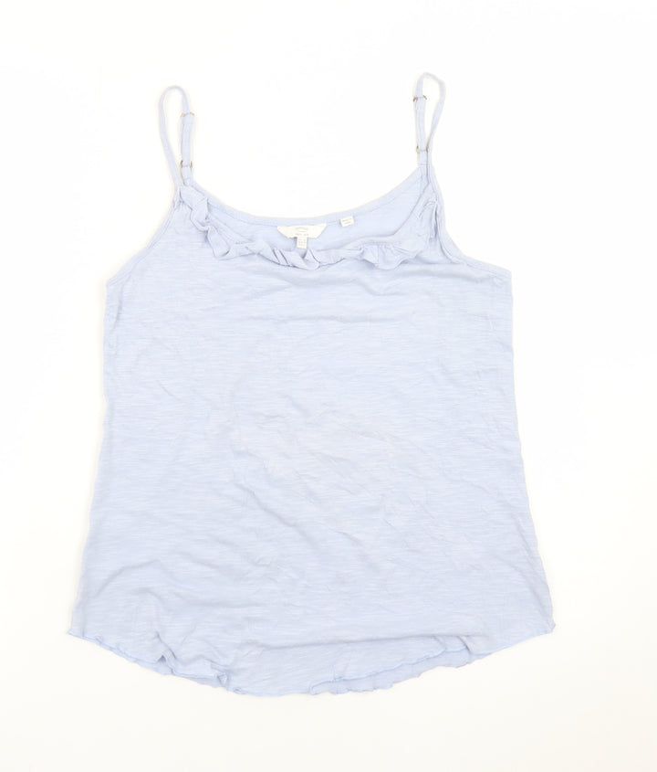 Fatface Women's Blue Cotton Ruffle Camisole Tank Top Size 10