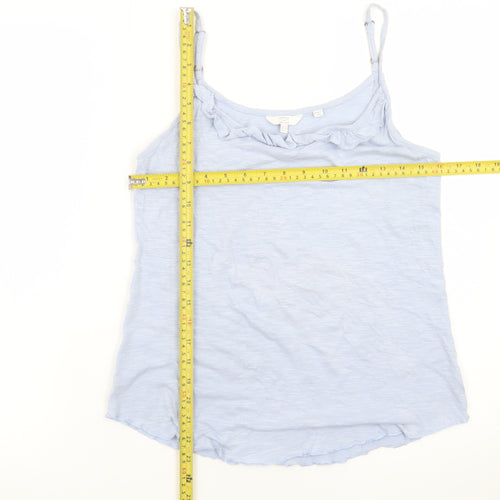 Fatface Women's Blue Cotton Ruffle Camisole Tank Top Size 10