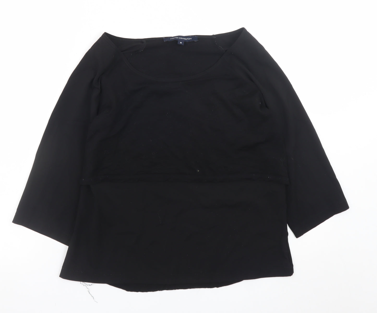 French Connection Women's Black 3/4 Sleeve Basic Blouse M