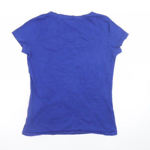 ONLY Women's Blue Short Sleeve Cotton T-Shirt Size L