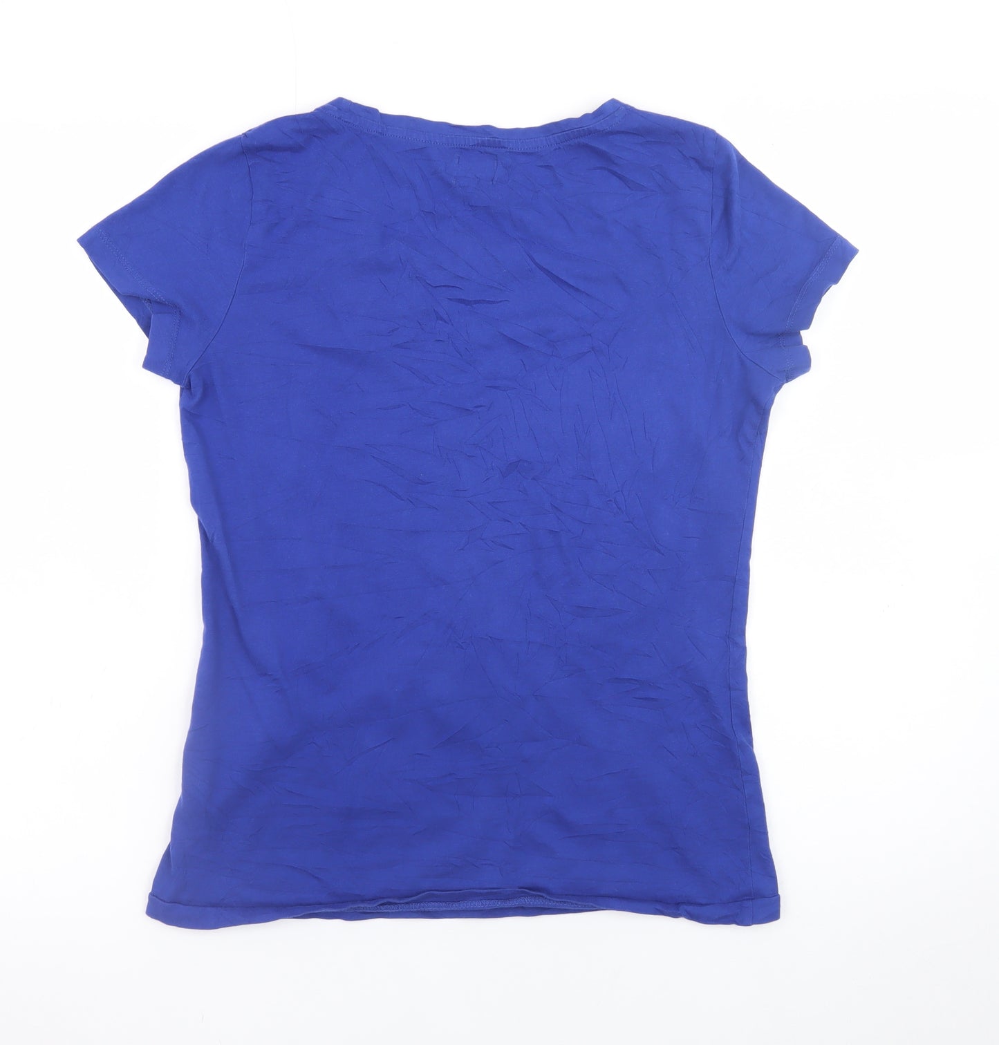 ONLY Women's Blue Short Sleeve Cotton T-Shirt Size L