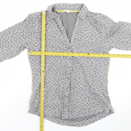 White Stuff Womens Grey Floral Cotton Button-Up Shirt UK 8