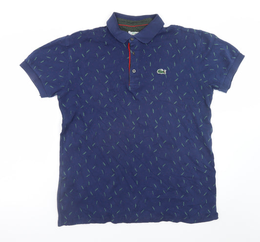Lacoste Men's Blue 2XL Cotton Collared Polo Shirt