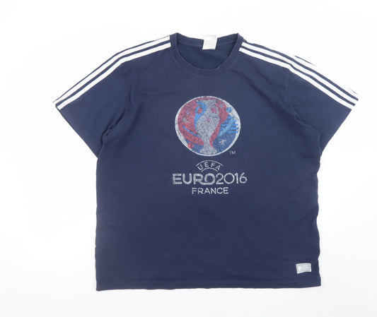 Adidas Men's Navy UEFA Euro 2016 Climalite Short Sleeve T-Shirt XL