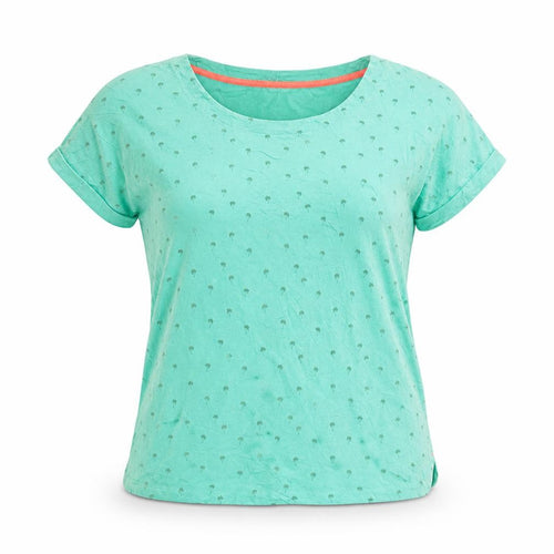 White Stuff Women's Green Palm Print Cotton T-Shirt UK 8