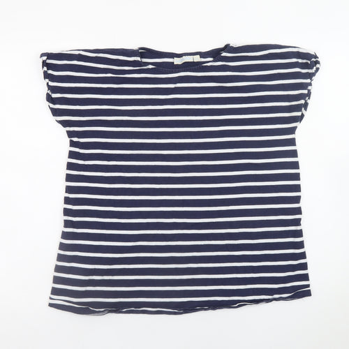 JoJo Maman Bébé Women’s Blue Striped Cotton T-Shirt Size S
