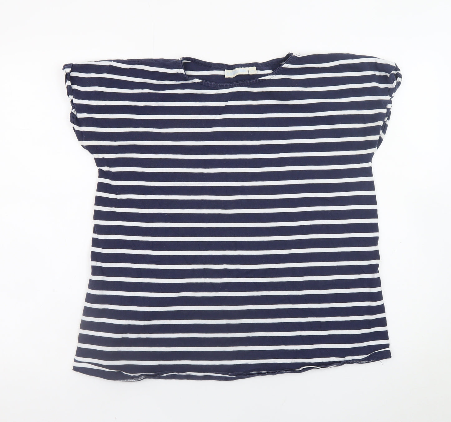 JoJo Maman Bébé Women’s Blue Striped Cotton T-Shirt Size S