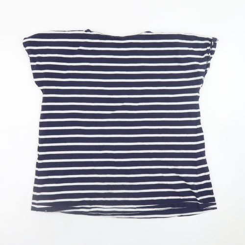 JoJo Maman Bébé Women’s Blue Striped Cotton T-Shirt Size S