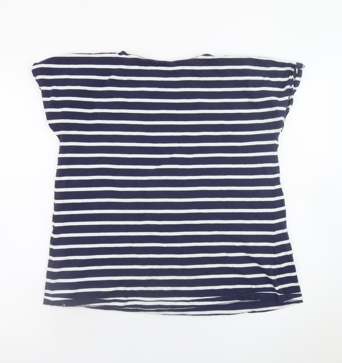 JoJo Maman Bébé Women’s Blue Striped Cotton T-Shirt Size S