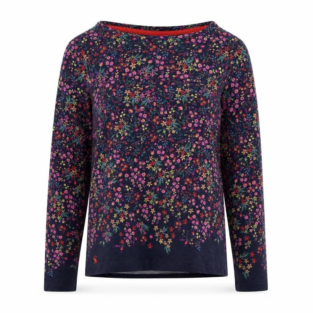 Joules Womens Multicoloured Floral Cotton Long Sleeve Top UK 12