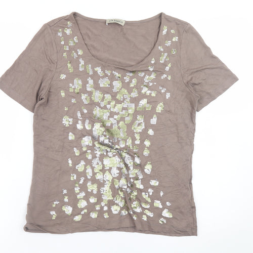 Uta Raasch Women’s Brown Sequin Short Sleeve Viscose T-Shirt Size 14