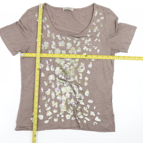 Uta Raasch Women’s Brown Sequin Short Sleeve Viscose T-Shirt Size 14