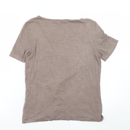 Uta Raasch Women’s Brown Sequin Short Sleeve Viscose T-Shirt Size 14