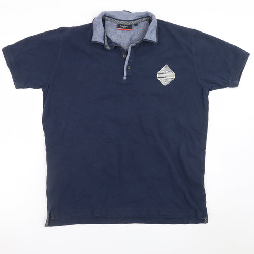 Pierre Cardin Men's Blue Cotton Short Sleeve Polo Shirt Size L