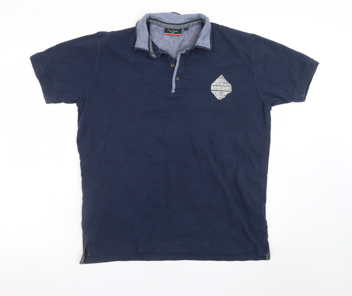 Pierre Cardin Men's Blue Cotton Short Sleeve Polo Shirt Size L