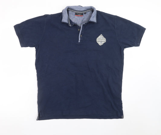 Pierre Cardin Men's Blue Cotton Short Sleeve Polo Shirt Size L