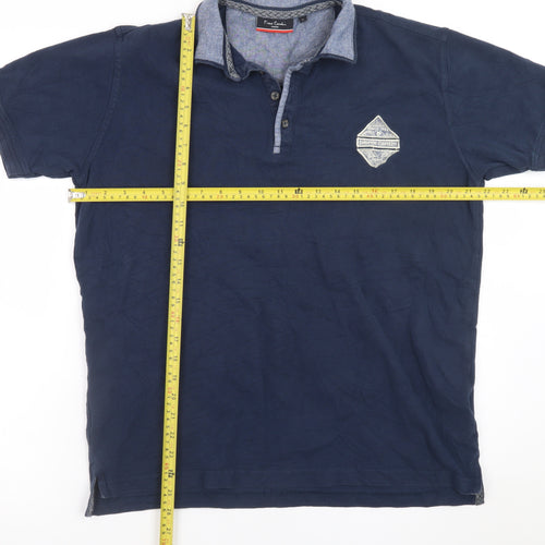 Pierre Cardin Men's Blue Cotton Short Sleeve Polo Shirt Size L
