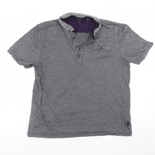Ted Baker London Men's Grey Short Sleeve Polo Shirt Size XL Classic Cotton