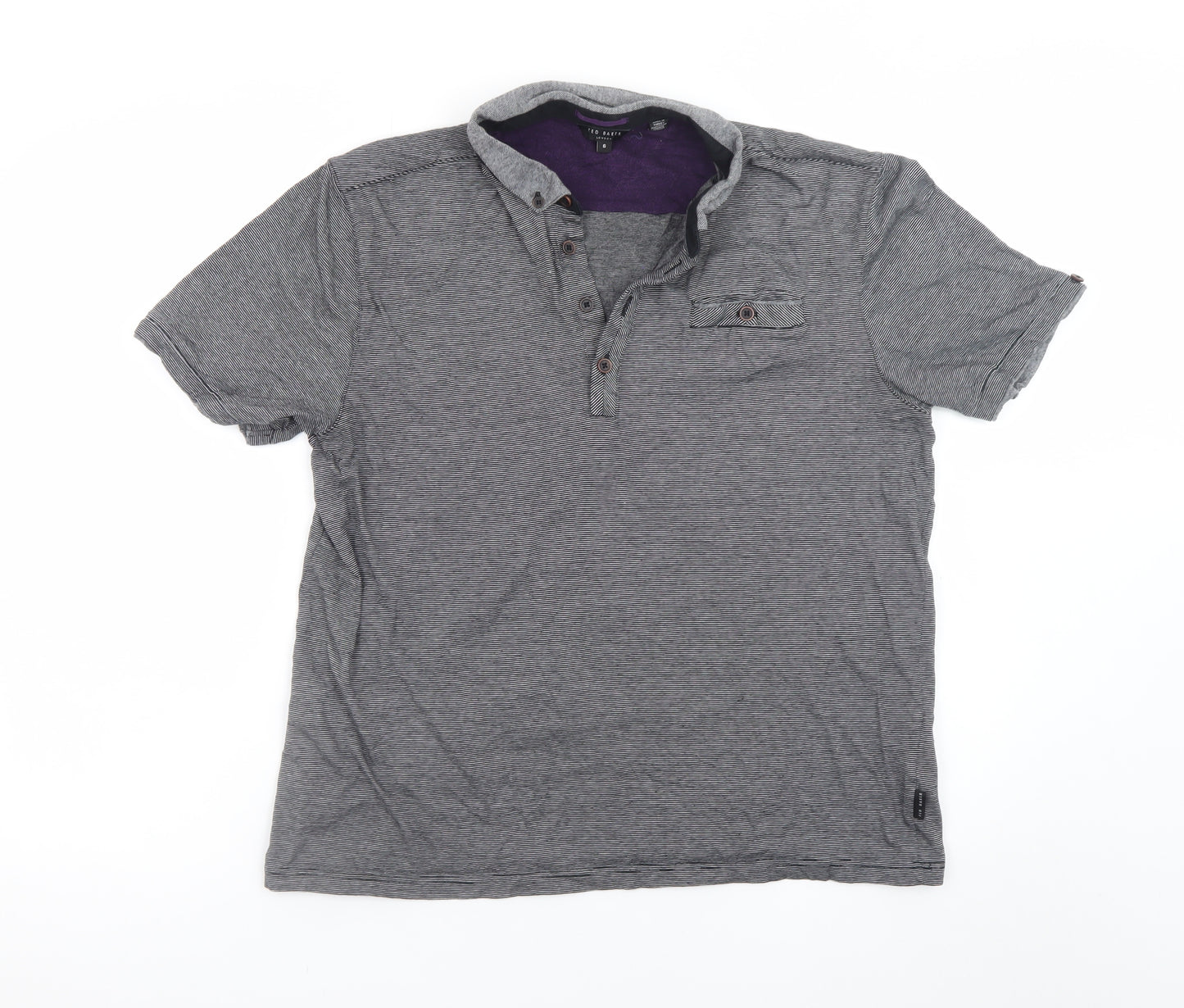 Ted Baker London Men's Grey Short Sleeve Polo Shirt Size XL Classic Cotton