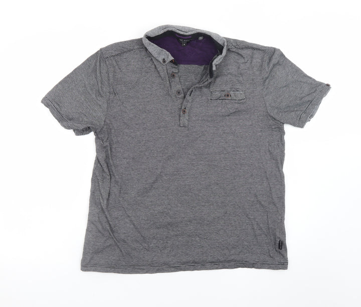 Ted Baker London Men's Grey Short Sleeve Polo Shirt Size XL Classic Cotton