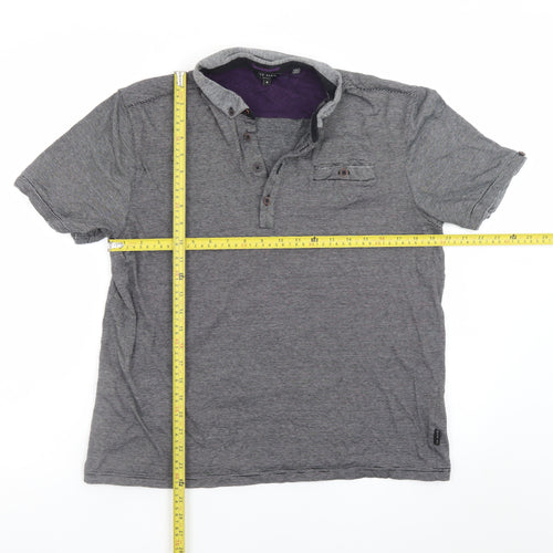 Ted Baker London Men's Grey Short Sleeve Polo Shirt Size XL Classic Cotton