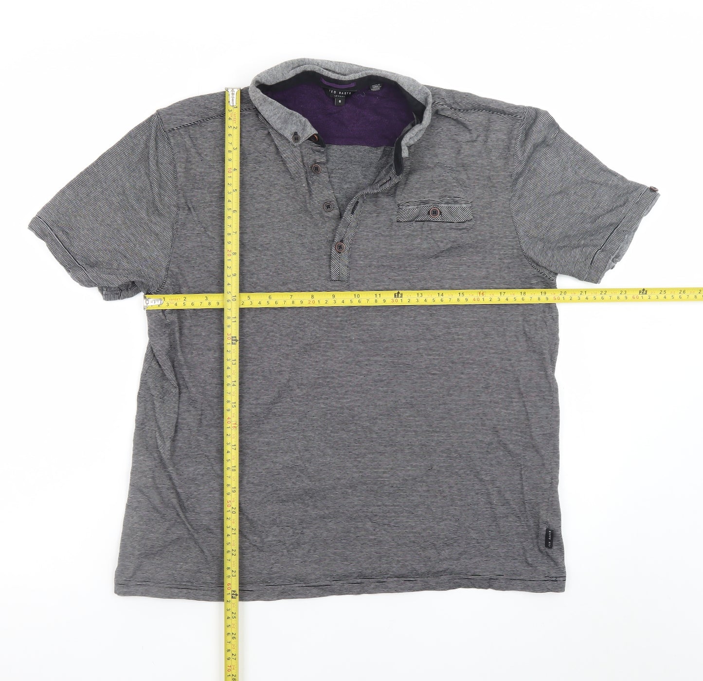 Ted Baker London Men's Grey Short Sleeve Polo Shirt Size XL Classic Cotton