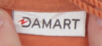 Damart Women Orange Cotton Crochet Trim Tunic Blouse Size L