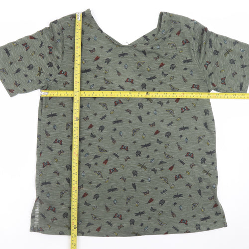 Marks and Spencer Women’s Green Animal Print V-Neck T-Shirt Size 14