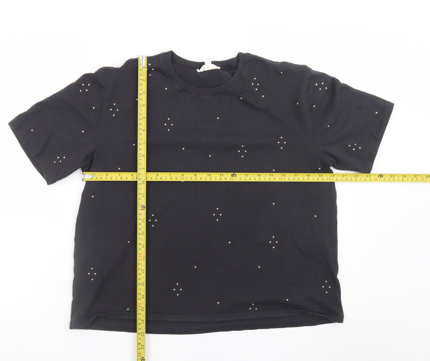 Marks and Spencer Women’s Black Studded Cotton T-Shirt Size 14