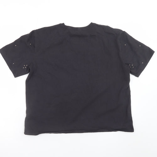 Marks and Spencer Women’s Black Studded Cotton T-Shirt Size 14
