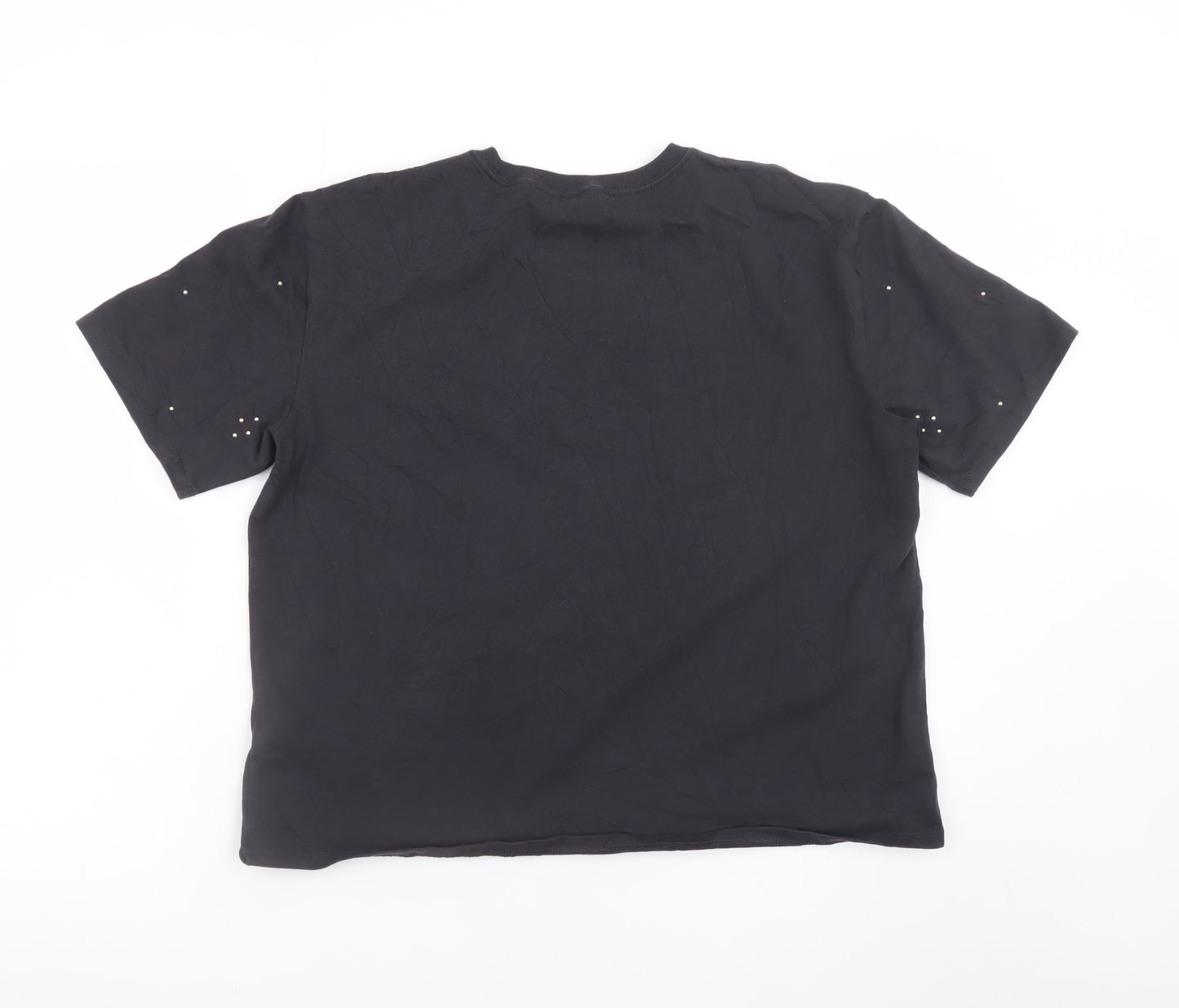 Marks and Spencer Women’s Black Studded Cotton T-Shirt Size 14