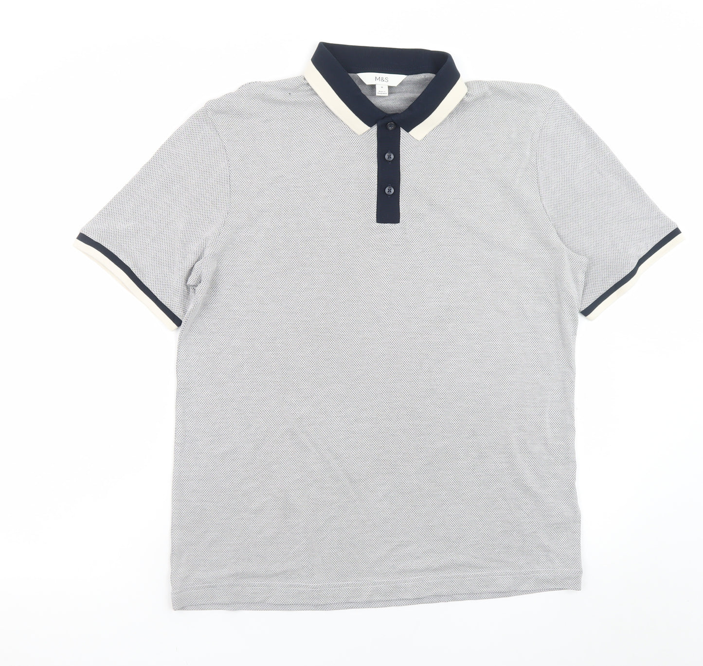 Marks and Spencer Men's Grey Polo Shirt Medium Regular Fit
