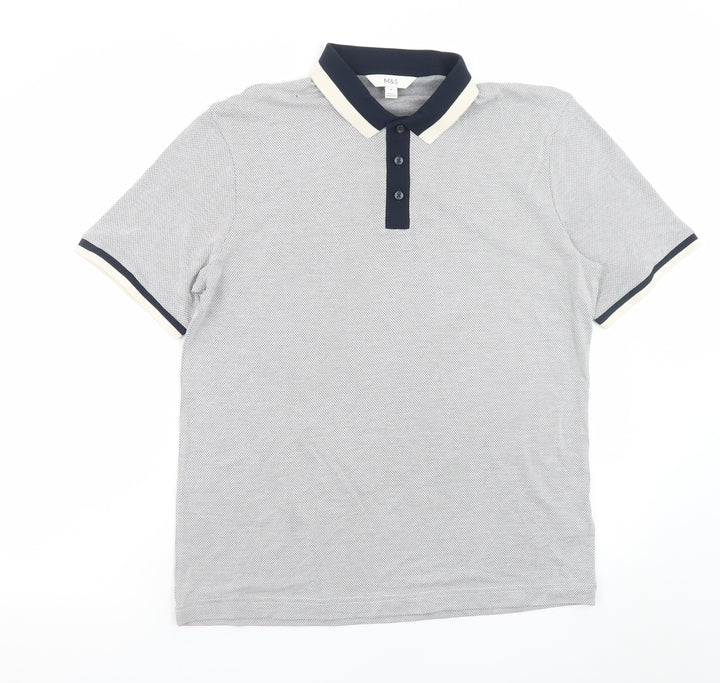 Marks and Spencer Men's Grey Polo Shirt Medium Regular Fit