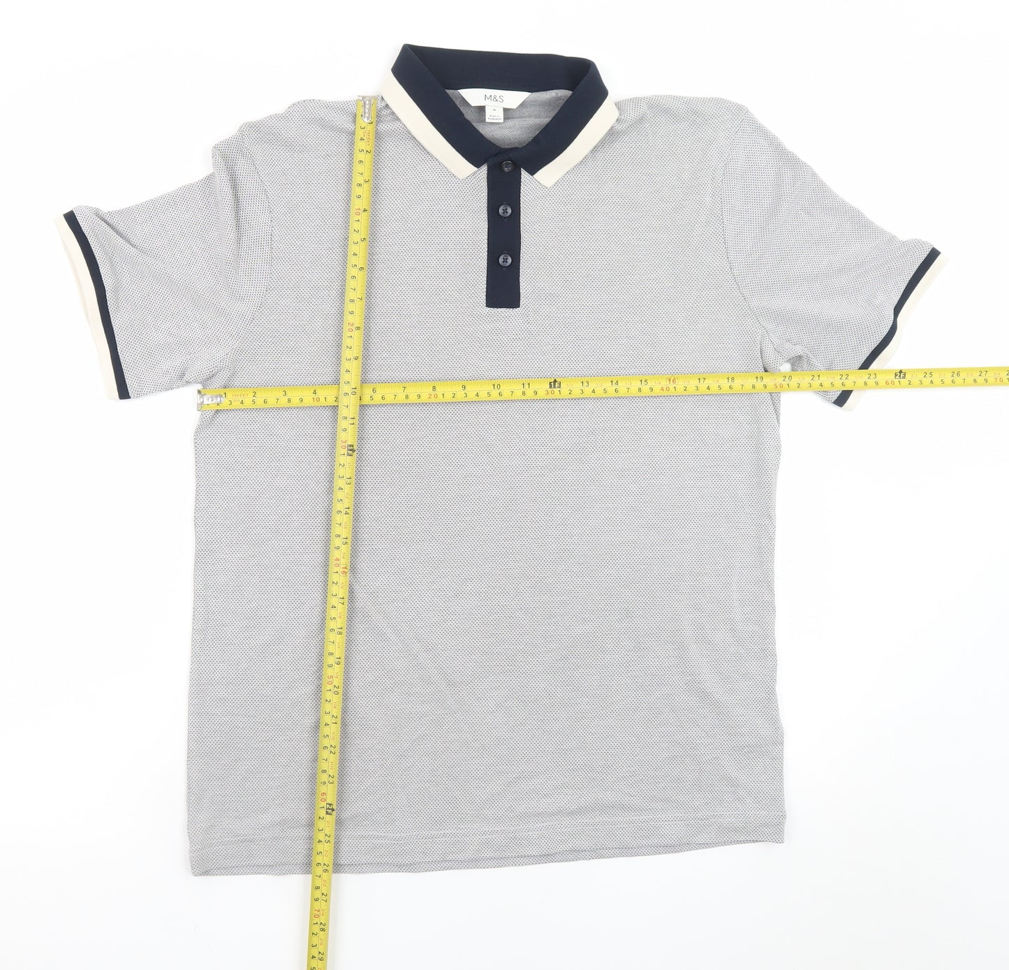 Marks and Spencer Men's Grey Polo Shirt Medium Regular Fit