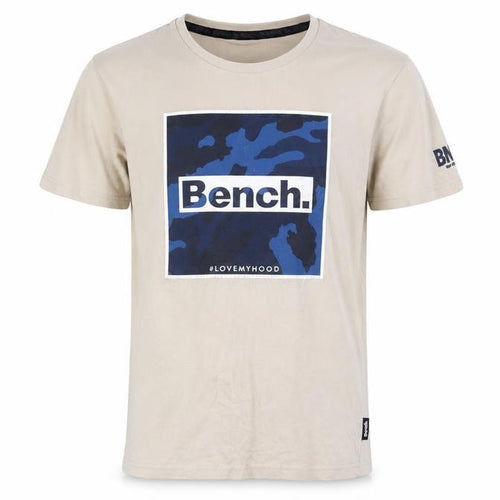 Bench Men Beige Graphic Print Crew Neck Cotton T-Shirt Size L