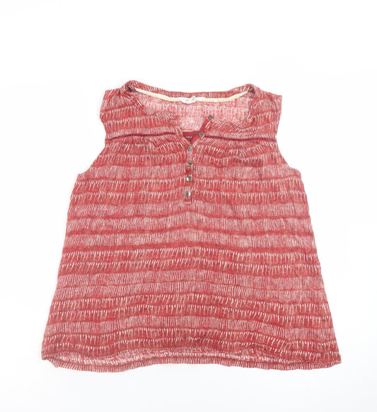 White Stuff Women's Red Linen Sleeveless Tunic Blouse UK 12