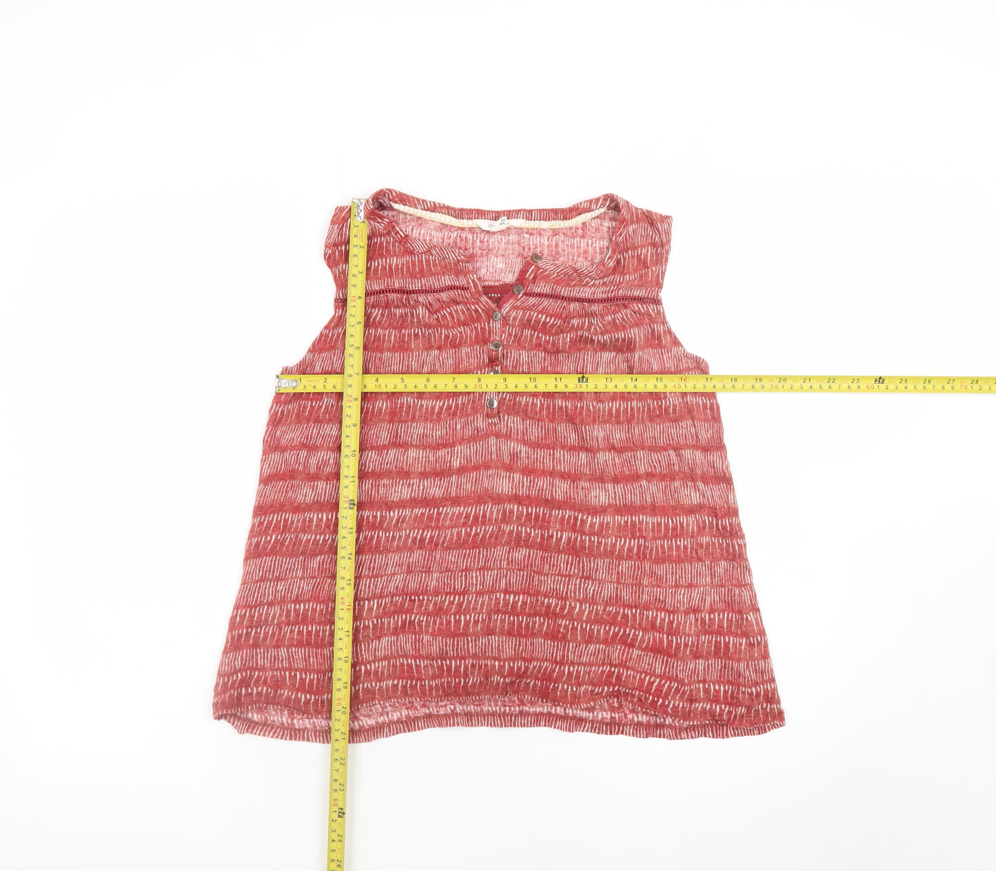 White Stuff Women's Red Linen Sleeveless Tunic Blouse UK 12