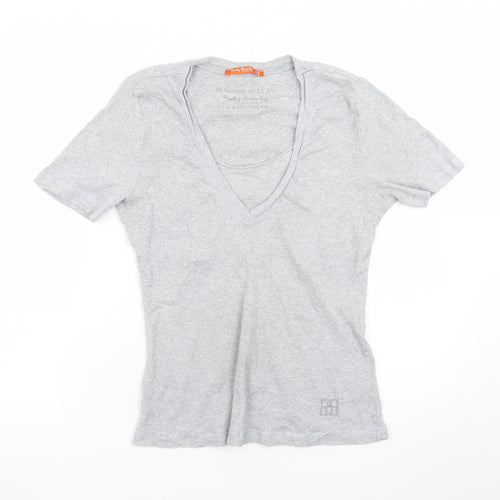 Betty Barclay Women’s Grey V-Neck Short Sleeve Cotton T-Shirt Size 12
