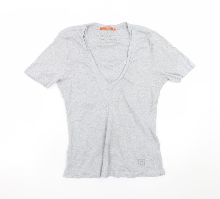 Betty Barclay Women’s Grey V-Neck Short Sleeve Cotton T-Shirt Size 12
