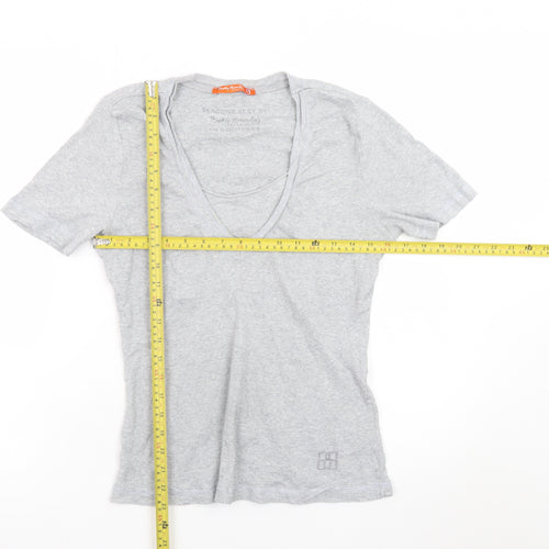 Betty Barclay Women’s Grey V-Neck Short Sleeve Cotton T-Shirt Size 12