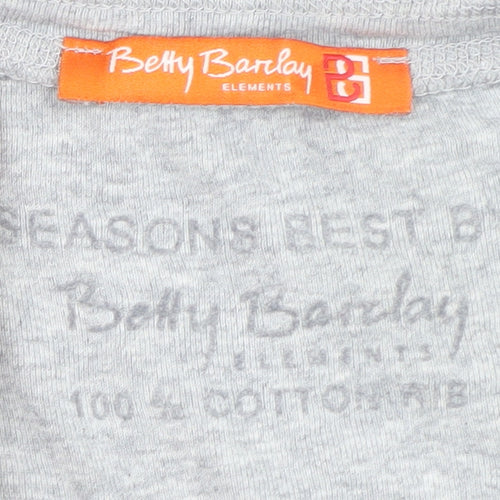 Betty Barclay Women’s Grey V-Neck Short Sleeve Cotton T-Shirt Size 12