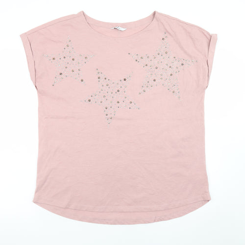 Next Women’s Pink Rhinestone Star T-Shirt Size 18 Short Sleeve